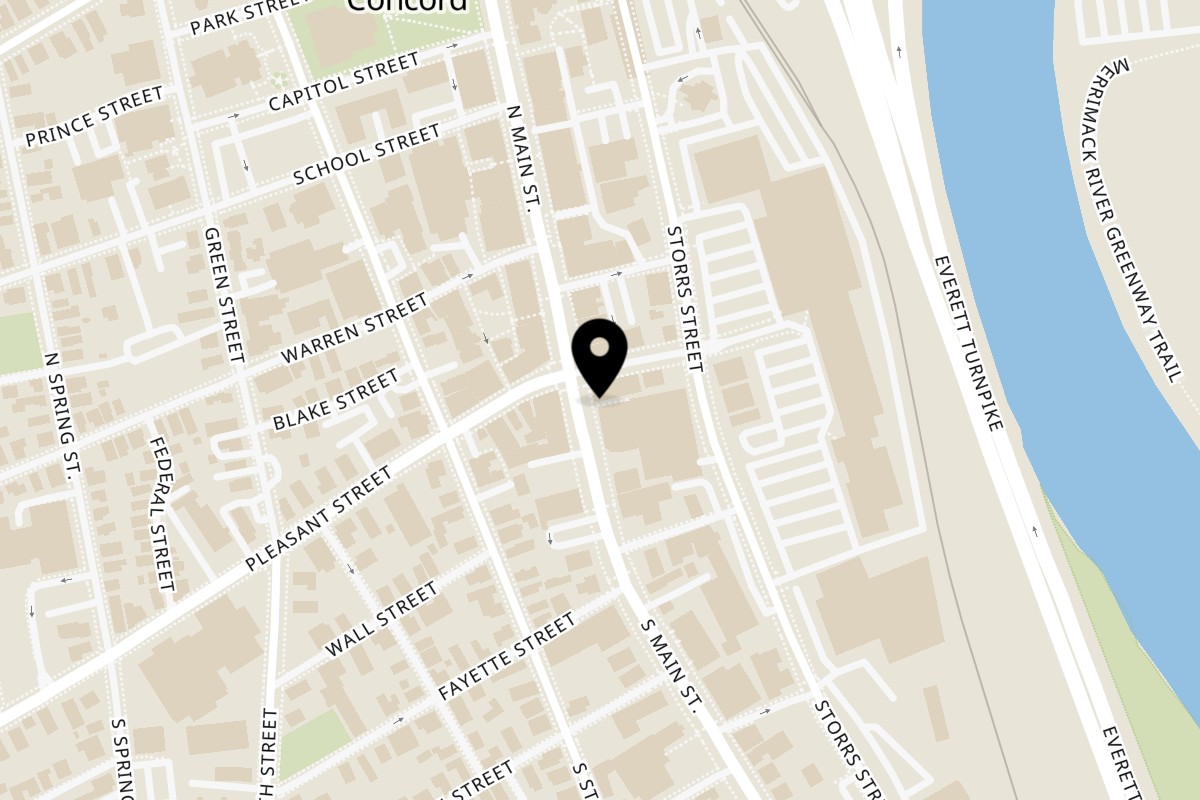 Map showing the location of Live Juice on 5 S Main St in Concord